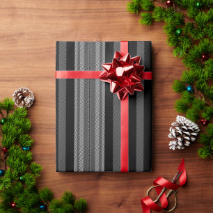 Papel De Presente Padrão de faixas gráficas brancas da cinza preta d