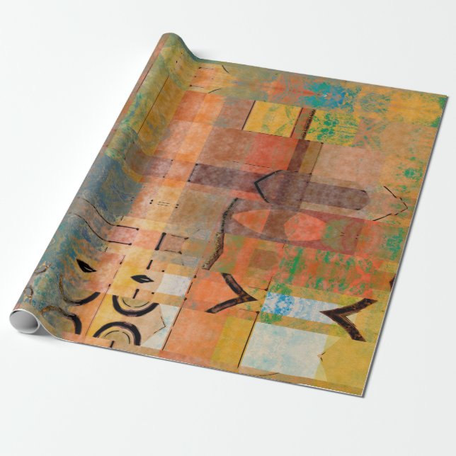 Papel De Presente padrão de faixas horizontais geométricas do abstra (Desenrolado)