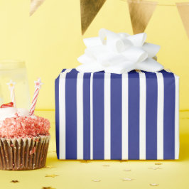 Papel De Presente Padrão de faixas marinho azul e branca