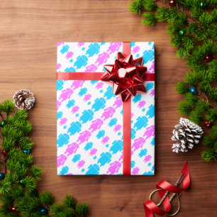 Papel De Presente Padrão de família de robô fofo