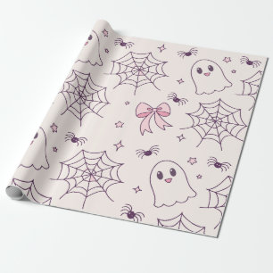 Papel De Presente Padrão de fantasma e teia do Dia das Bruxas