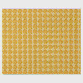 Papel De Presente Padrão de Fatia de Citrino Vintage em Amarelo Dour