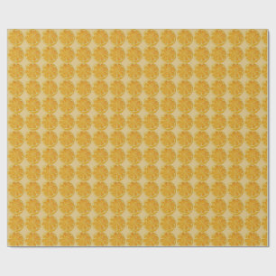 Papel De Presente Padrão de Fatia de Citrino Vintage em Amarelo Dour