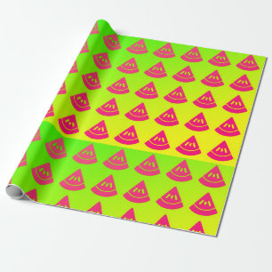 Papel De Presente Padrão de Fatia de Melancia Neon