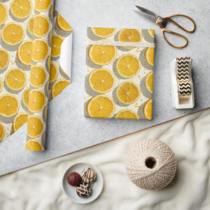 Papel De Presente Padrão de Fatias de Laranja Iluminadas pelo Sol