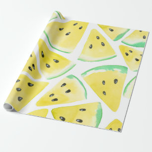 Papel De Presente Padrão de fatias de melancia amarela