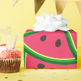 Papel De Presente Padrão de fatias de melancia caprichosas fofas