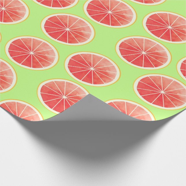 Papel De Presente Padrão de Fatias de Toranja Rosa (Ponta)