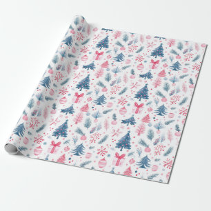 Papel De Presente Padrão de Feriado de Aquarela