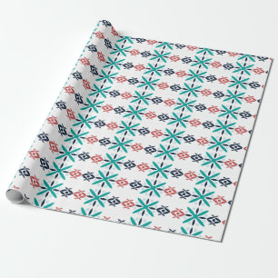 Papel De Presente Padrão de Férias Floral Abstrato Azul