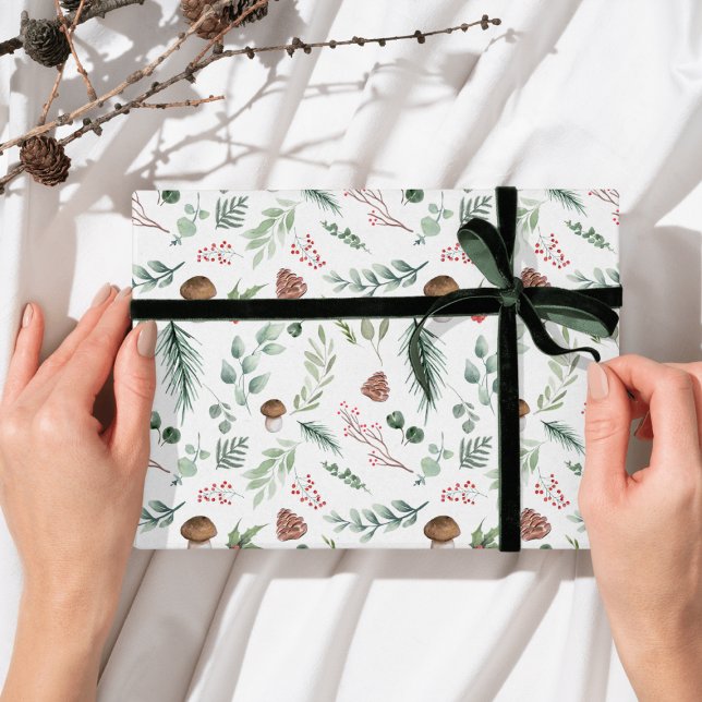 Papel De Presente Padrão de Férias Verde Salvia  (Criador carregado)