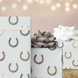 Papel De Presente Padrão de Ferradura Cavaleiro Equestre