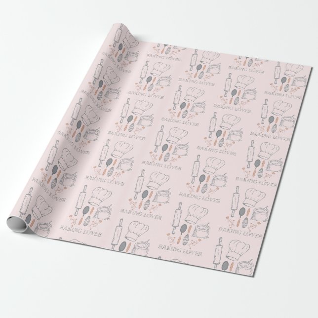 Papel De Presente padrão de ferramentas de padaria (Desenrolado)