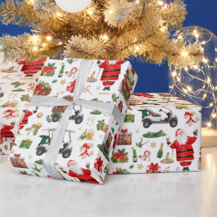 Papel De Presente Padrão de festa de Natal de golfe “Let’s Par-Tee”