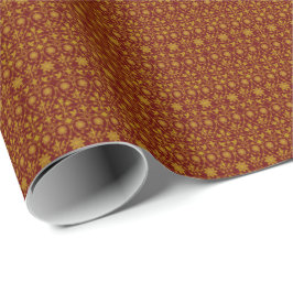 Papel De Presente Padrão de Filigrana Vermelho e Dourado Escuro 