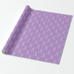 Papel De Presente Padrão de Fitas de Sensibilização Roxo de Lavanda