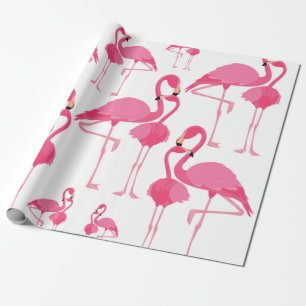 Papel De Presente Padrão de Flamingo rosa