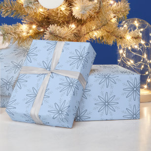 Papel De Presente Padrão de Floco de Neve Azul Natal de Inverno