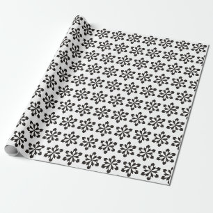 Papel De Presente Padrão de Floco de Neve Branco e Preto