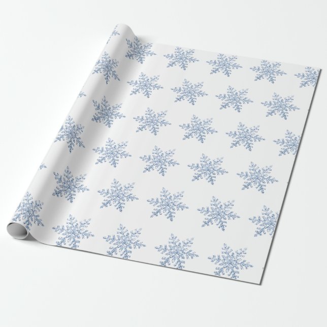 Papel De Presente Padrão de Floco de Neve Brilhante (Desenrolado)
