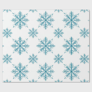 Papel De Presente ❄️ Padrão de Floco de Neve de Inverno Envolve Pres