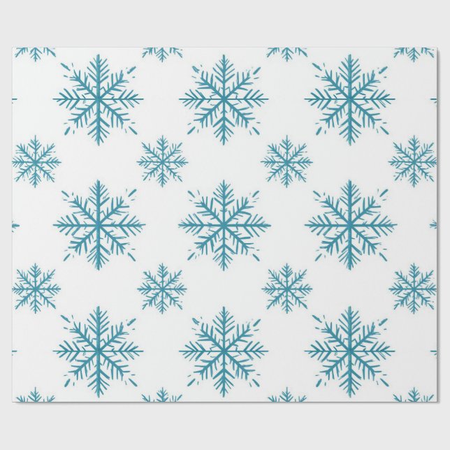 Papel De Presente ❄️ Padrão de Floco de Neve de Inverno Envolve Pres (Aberto)