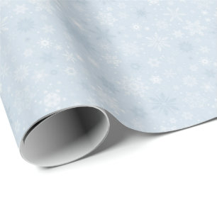 Papel De Presente Padrão de Floco de Neve de Natal Branco Claro Azu