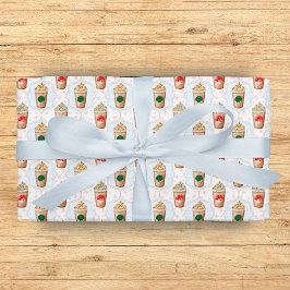 Papel De Presente Padrão de floco de neve do latte de Natal Ogee
