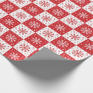 Papel De Presente Padrão de floco de neve e neve (vermelho)
