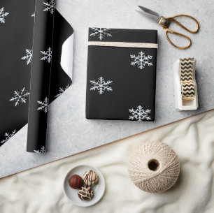 Papel De Presente Padrão de Floco de Neve Elegante Design de Inverno