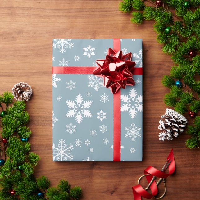 Papel De Presente Padrão de Floco de Neve, Flocos de Neve Brancos, N (Presente de Natal)