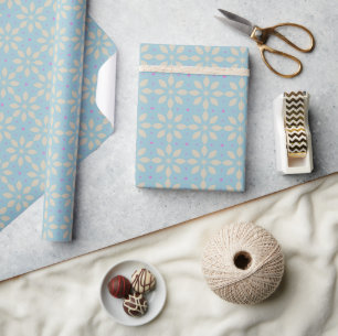 Papel De Presente Padrão de Floco de Neve Geométrico Azul-Claro-Clar