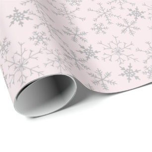 Papel De Presente Padrão de Floco de Neve Prateado no Natal de Inver