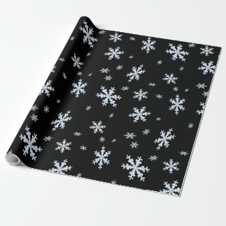 Papel De Presente Padrão de Floco de Neve Preto e Branco