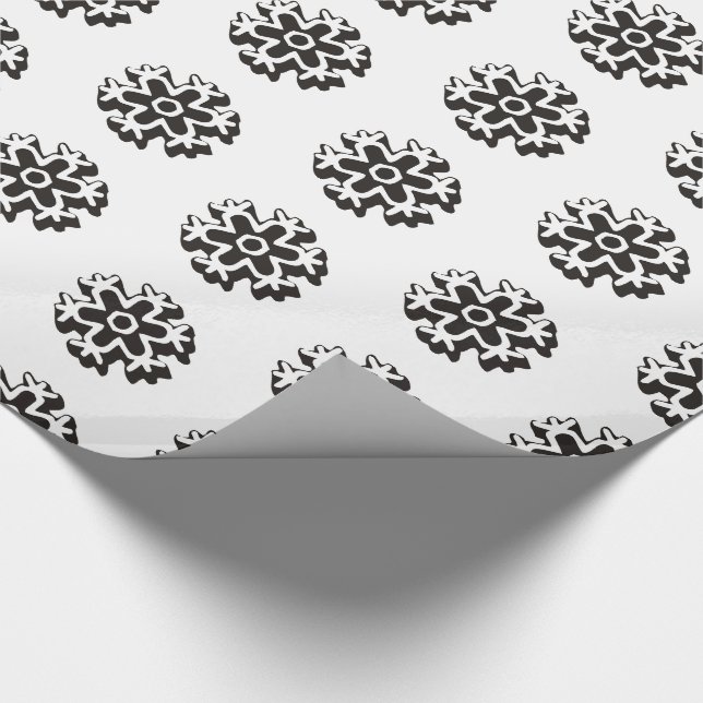 Papel De Presente Padrão de Floco de Neve Preto e Branco (Ponta)