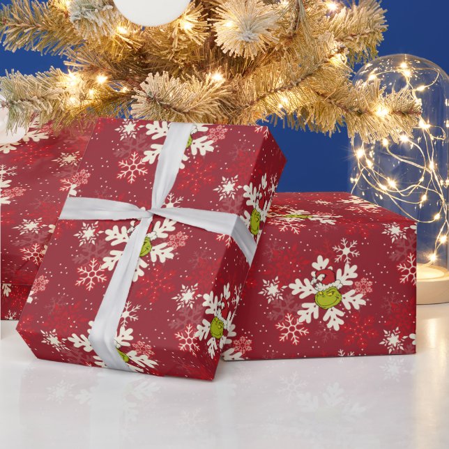 Papel De Presente Padrão de Floco de Neve Vermelho Grpolegadas (Feriados)