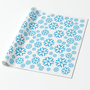 Papel De Presente Padrão de Flocos de Neve Azul no Feriado de inver