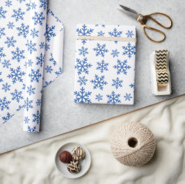 Papel De Presente Padrão de Flocos de Neve Azul para Feriado Sem Fio