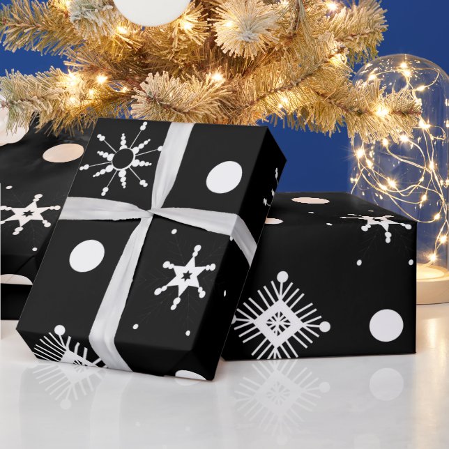 Papel De Presente Padrão de Flocos de Neve Brancos (Feriados)