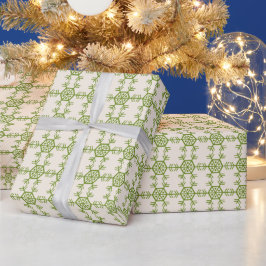 Papel De Presente Padrão de flocos de neve de Natal verde