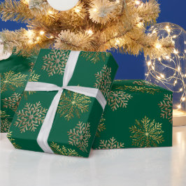 Papel De Presente Padrão de Flocos de Neve Dourados Elegantes Ano No