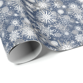 Papel De Presente Padrão de Flocos de Neve Gelados