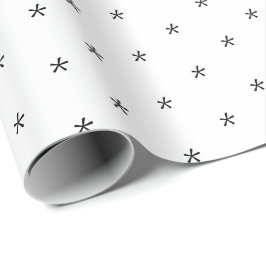 Papel De Presente Padrão de flocos de neve preto e branco fofo Féria