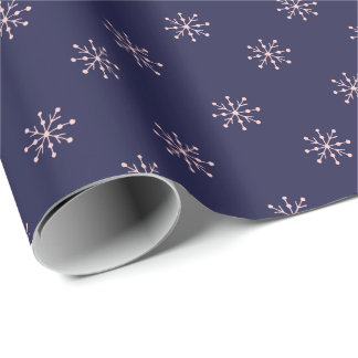 Papel De Presente Padrão de Flocos de Neve Rosa e Roxo Simples