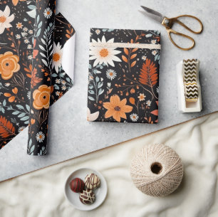 Papel De Presente Padrão De Flor Cute Boho, Boho Floral Whimsical