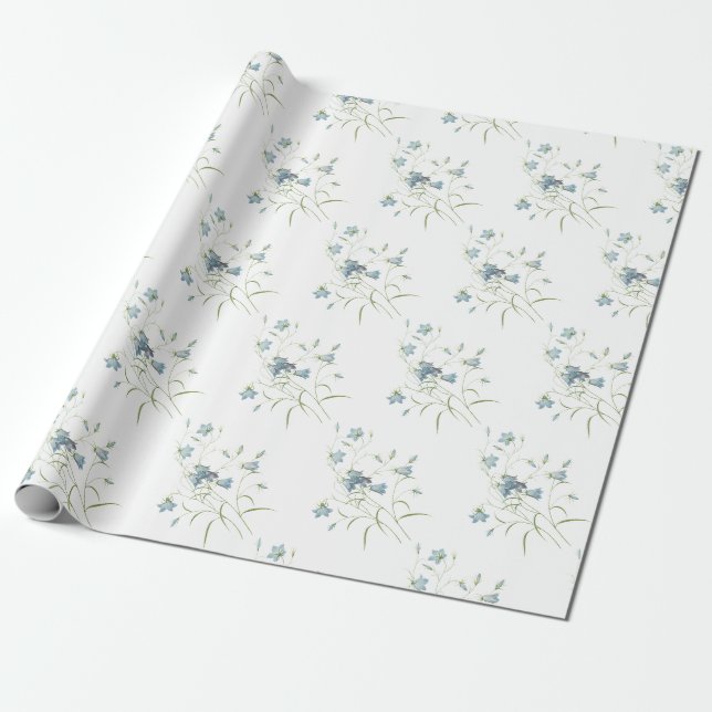 Papel De Presente Padrão de Flor de Campanula (Desenrolado)