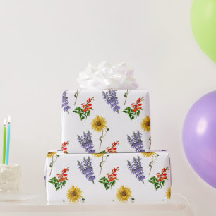 Papel De Presente Padrão de Flor de Cardinal Flor Lavanda Girassol