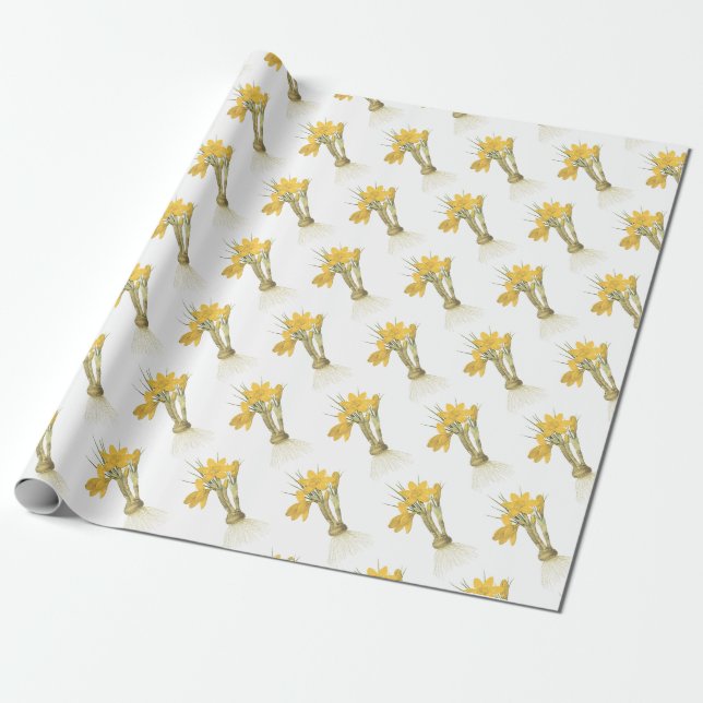 Papel De Presente Padrão de Flor de Crocus (Desenrolado)