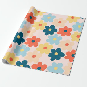 Papel De Presente Padrão de Flor de Hippie Colorida