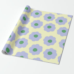 Papel De Presente Padrão de Flor de Hippie Verde Azul de Pré-Disquet
